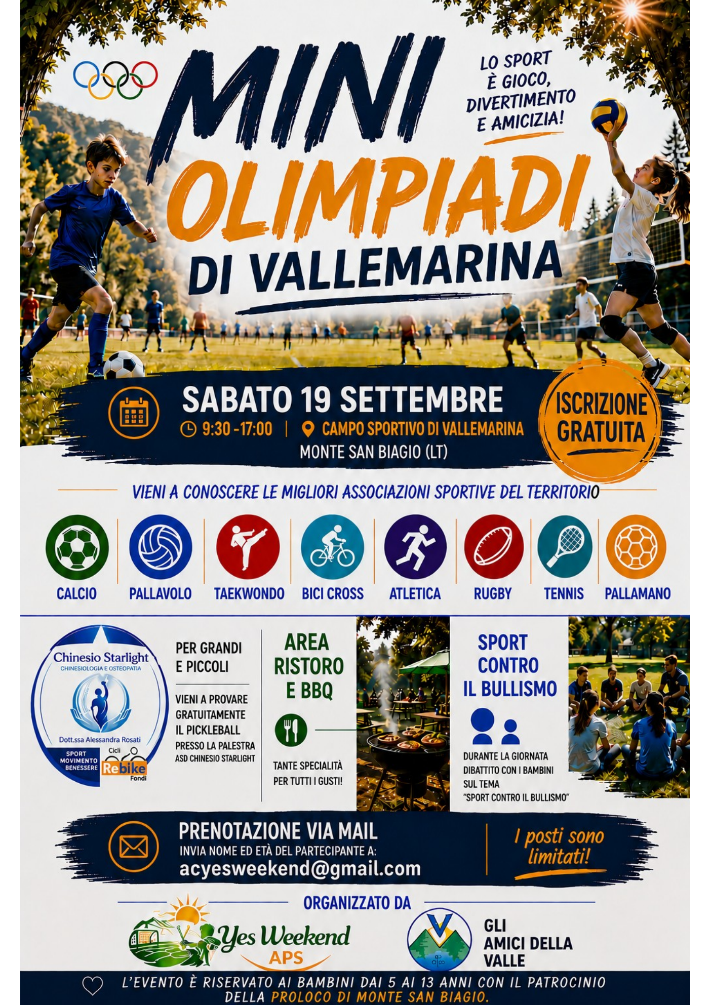 Bambini impegnati nelle attività sportive delle Mini Olimpiadi